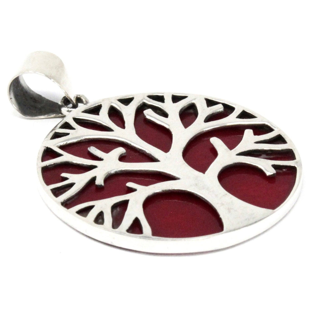 Tree of Life Silver Pendant 30mm, Coral Effect – view 3