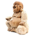 Hand Carved Happy Buddha Statue, Whitewash, 40cm