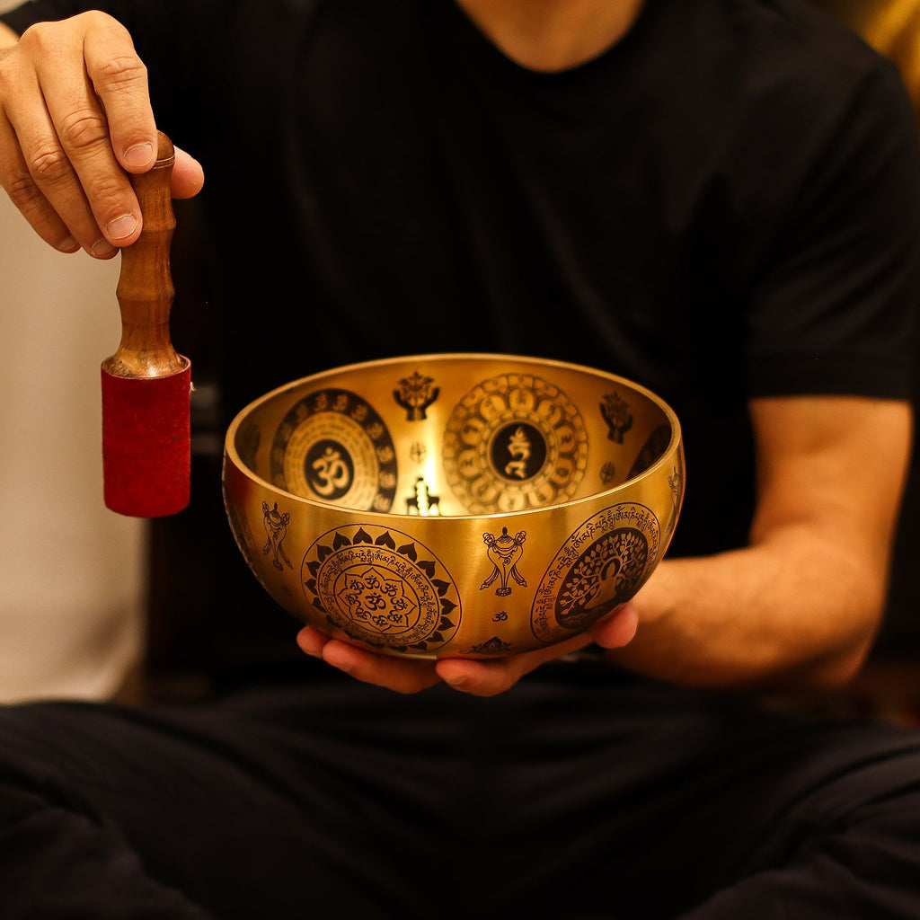 Brass Etched Singing Bowl Set of 4 - Approx 3.85kg – view 20
