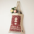 Nomad Sari Toni Tote Bag - Love is a Super Power - Natural – view 5