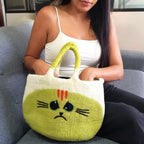 Large Grumpy Cat Felted Bag with Felt Handles