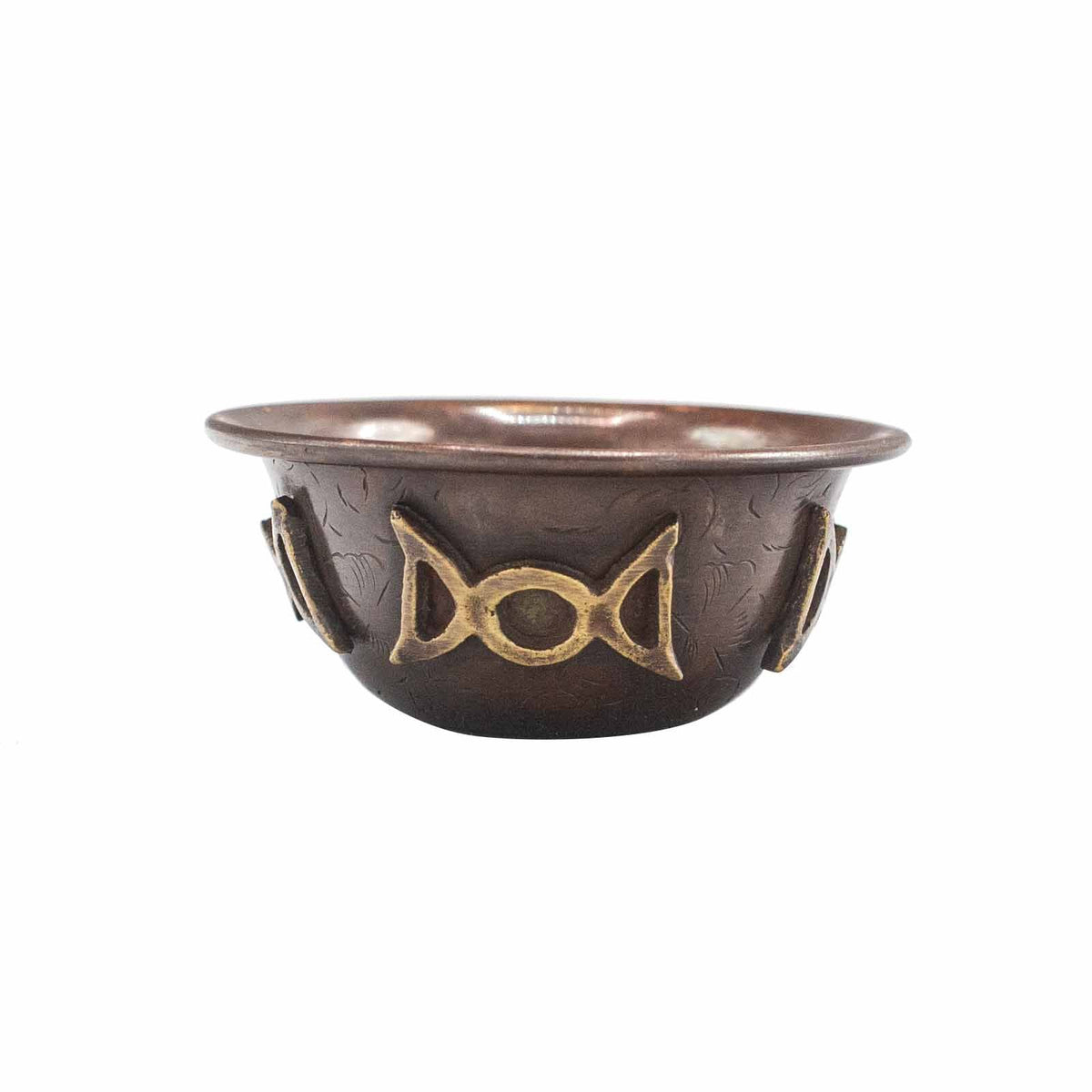 Antique Copper Ritual Bowl, Triple Moon, 8x4cm – view 3