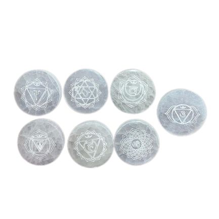 Selenite Chakra Charging Set of 7 Small Plates – view 7