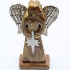 Large Mango Wood Peace Angel, Metal Wings, 30cm – view 2