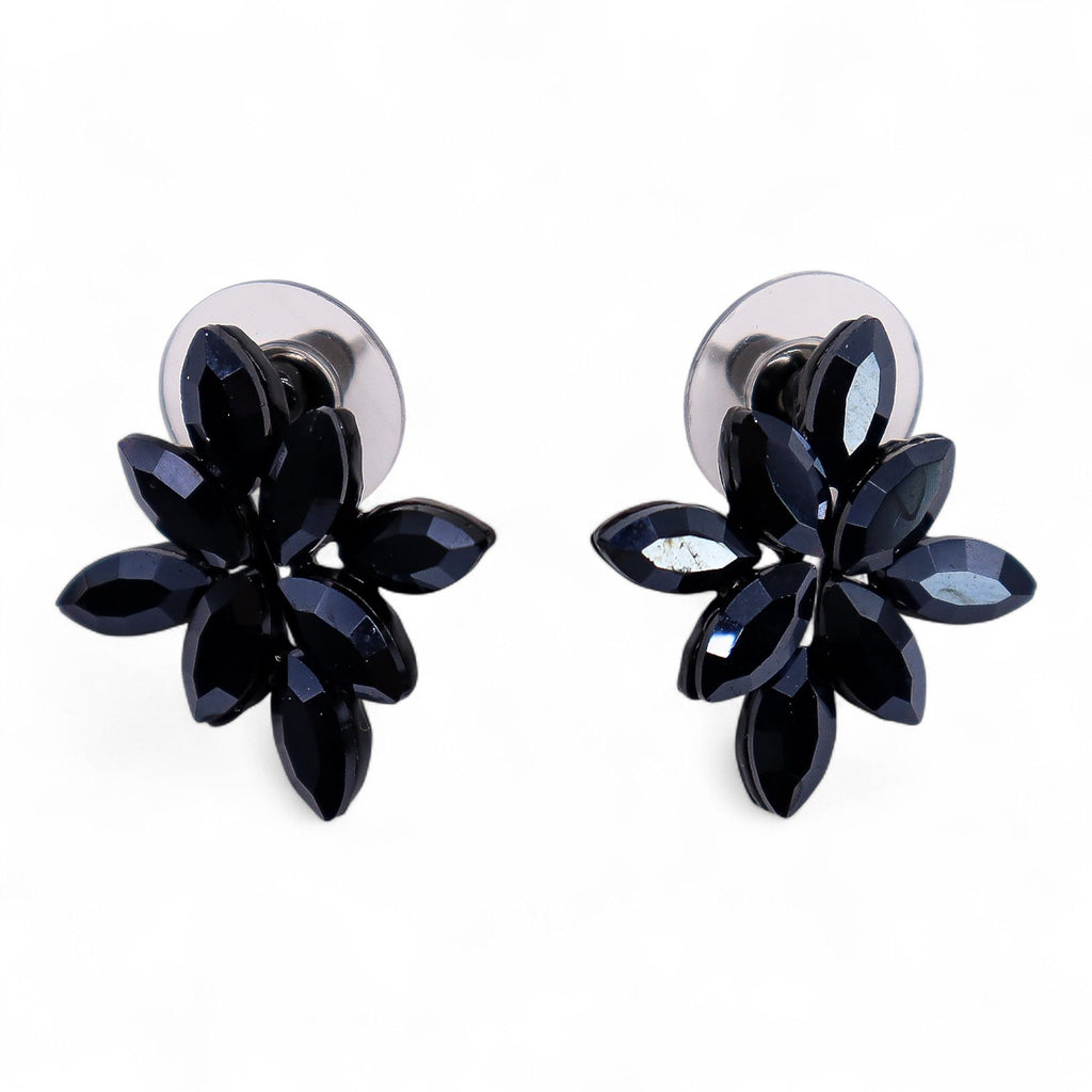 Nymph Jet Black Flower Glass Earrings – view 6