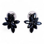 Nymph Jet Black Flower Glass Earrings – view 6