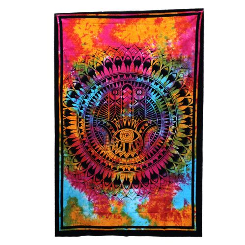 Single Cotton Bedspread & Wall Hanging - Hamsa 130x200cm