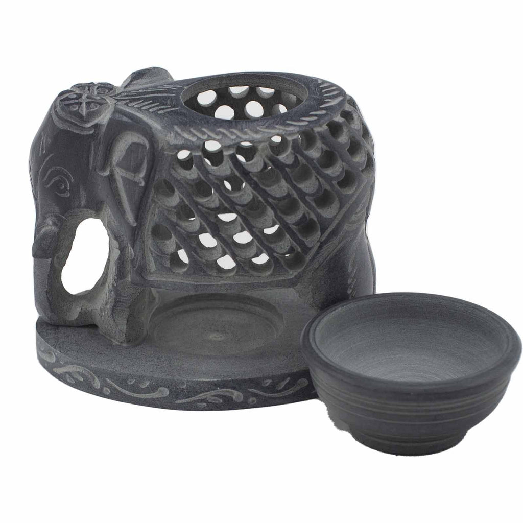 Soapstone Oil Burner 10.5cm - Standing Elephant – view 2