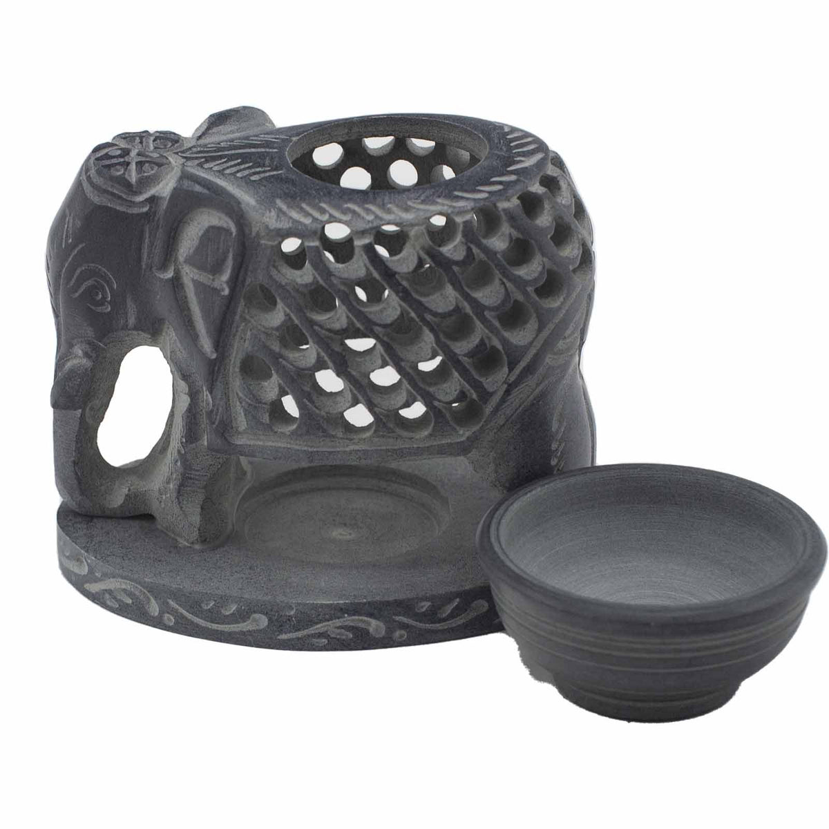 Soapstone Oil Burner 10.5cm - Standing Elephant – view 2