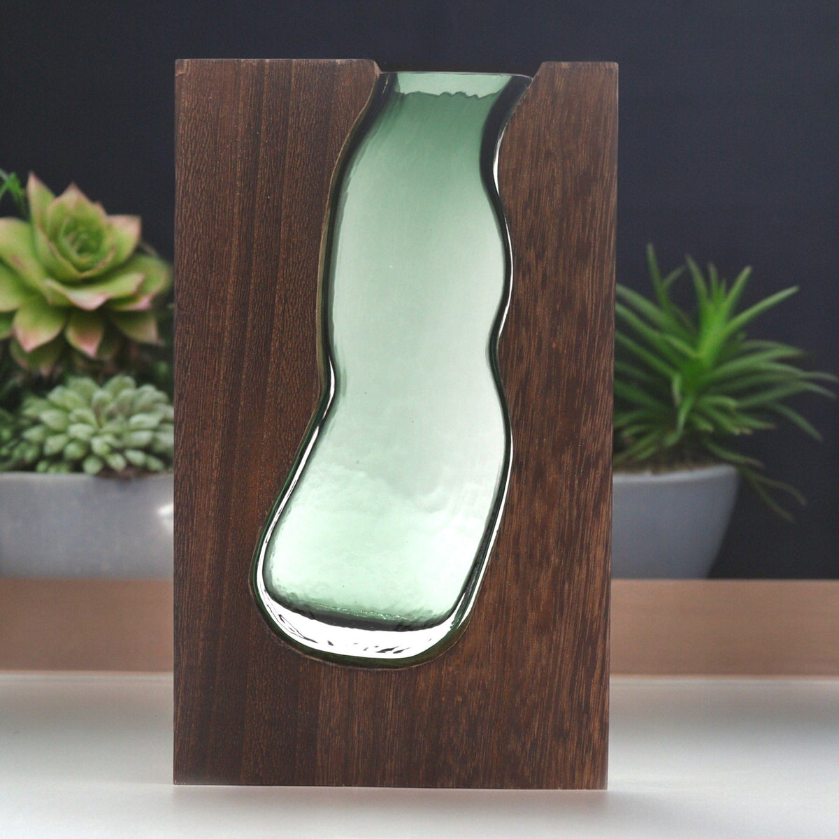 Glass Vase & Terrarium, Dark Tung Wood, 14.5x5x23cm – view 2
