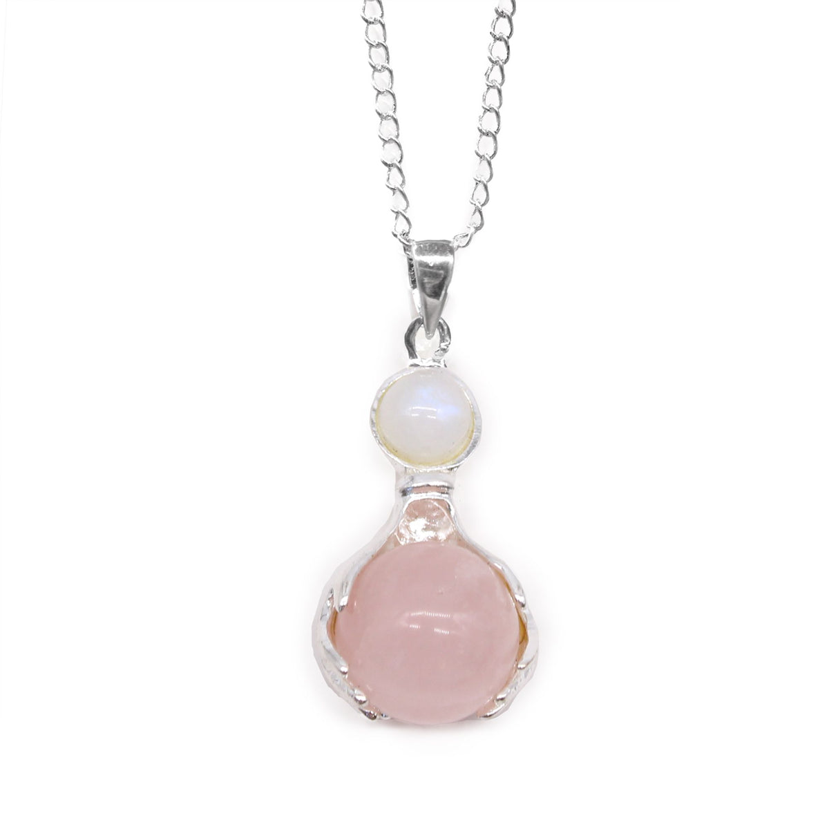 Rose Quartz Healing Hands Gemstone Pendant Necklace – view 4