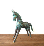 Large Gold and Turquoise Wood Horse, 32 cm – view 2