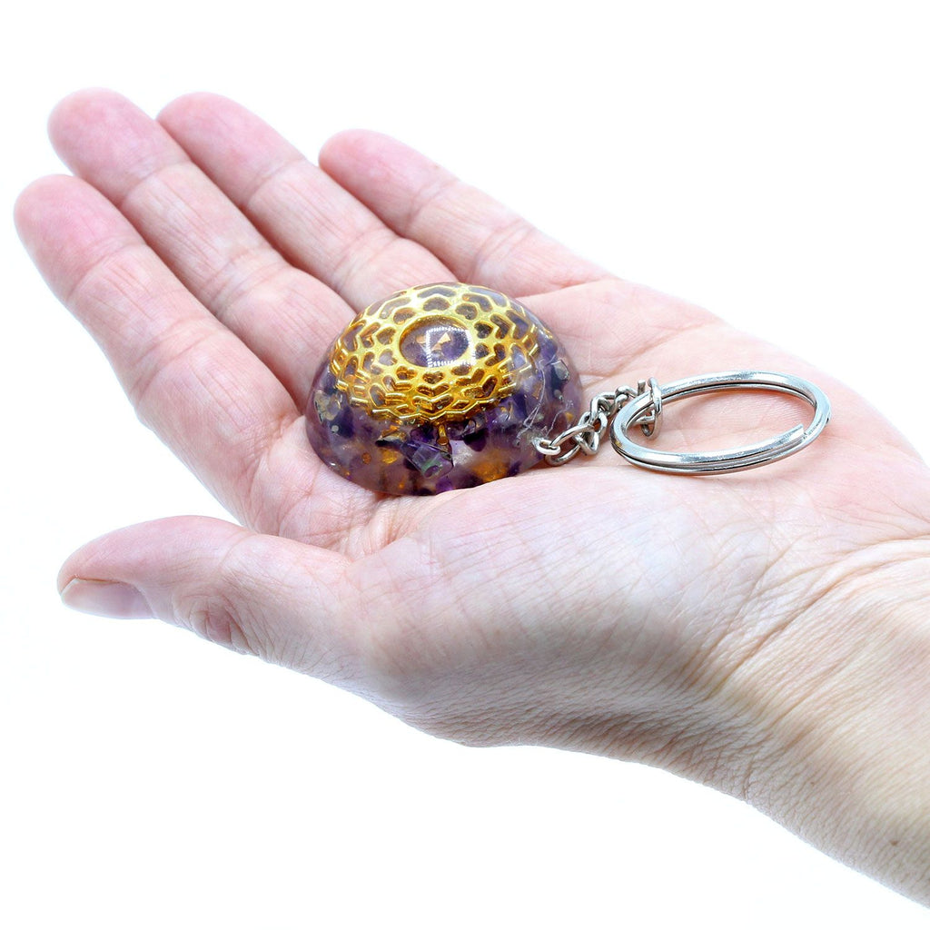 Orgonite Power Keyring - Amethyst Mandala Hearts – view 5