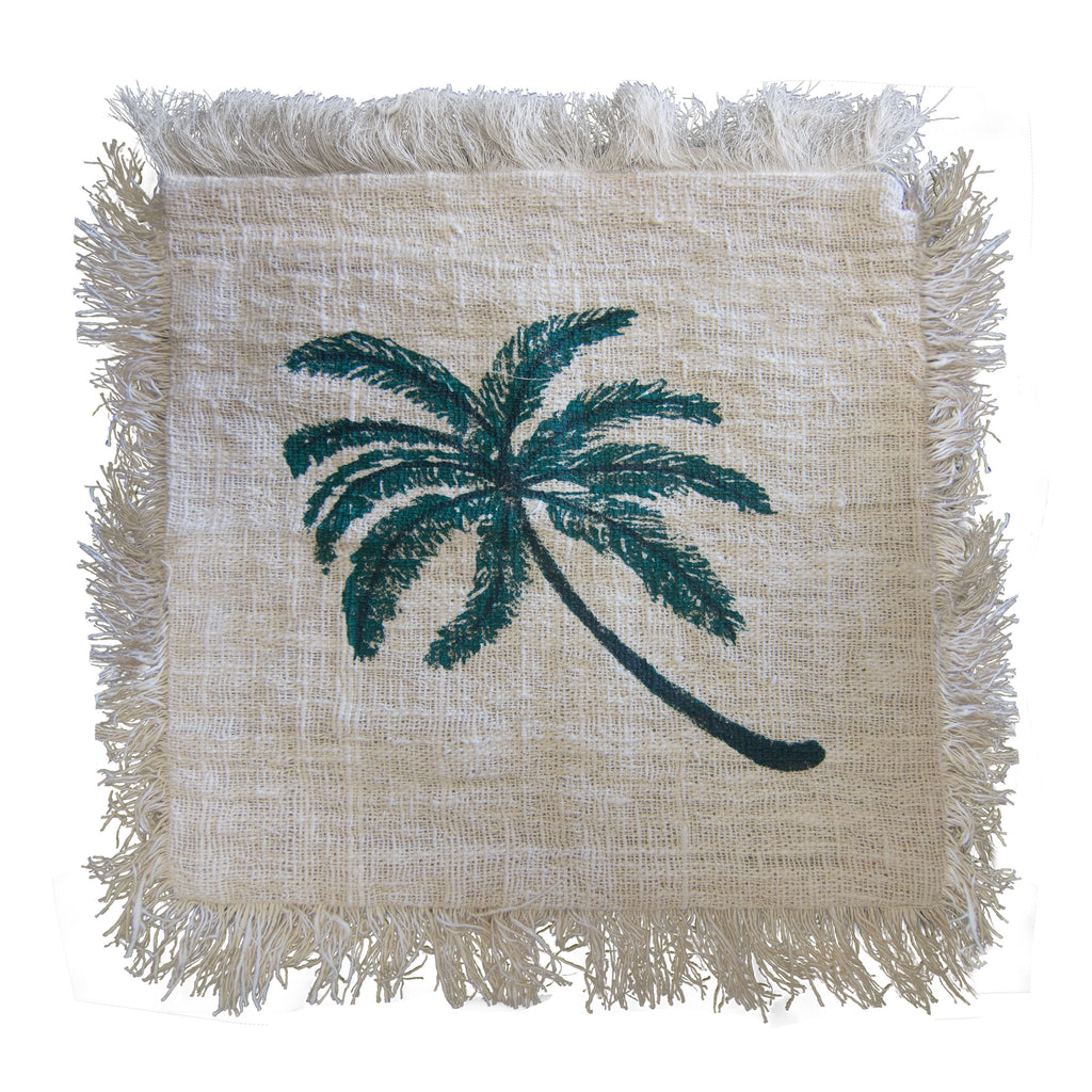 Linen Cushion Cover - Palm Tree - 60x60cm – view 3