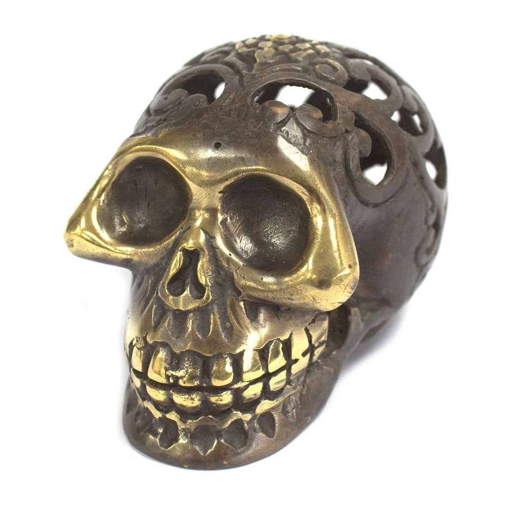 Vintage-Finish Brass Skull – Medium – view 6