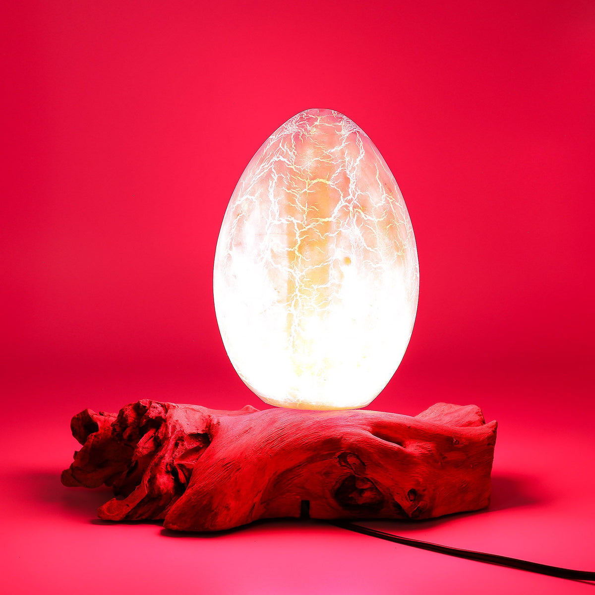 DriftGlow Lamp - Crackle Fire Egg Shade, Orange
