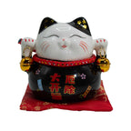 Money Cat Coin Bank on Cushion - Black