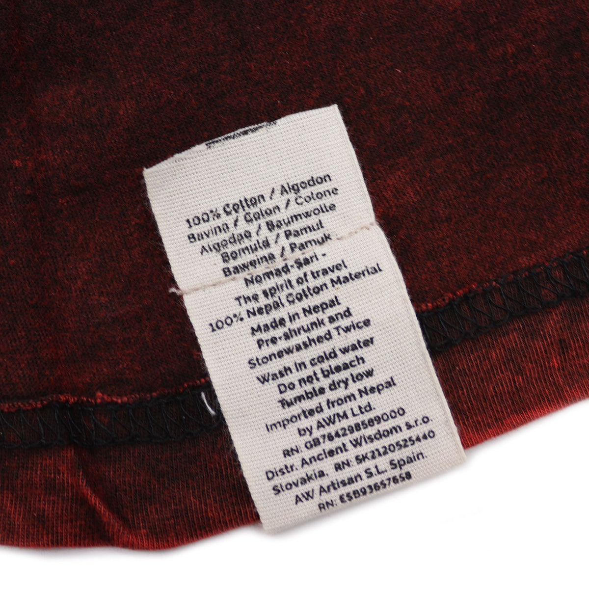 Nomad Sari Stonewashed Cotton T-Shirt – Mandala – Maroon – Small – view 2