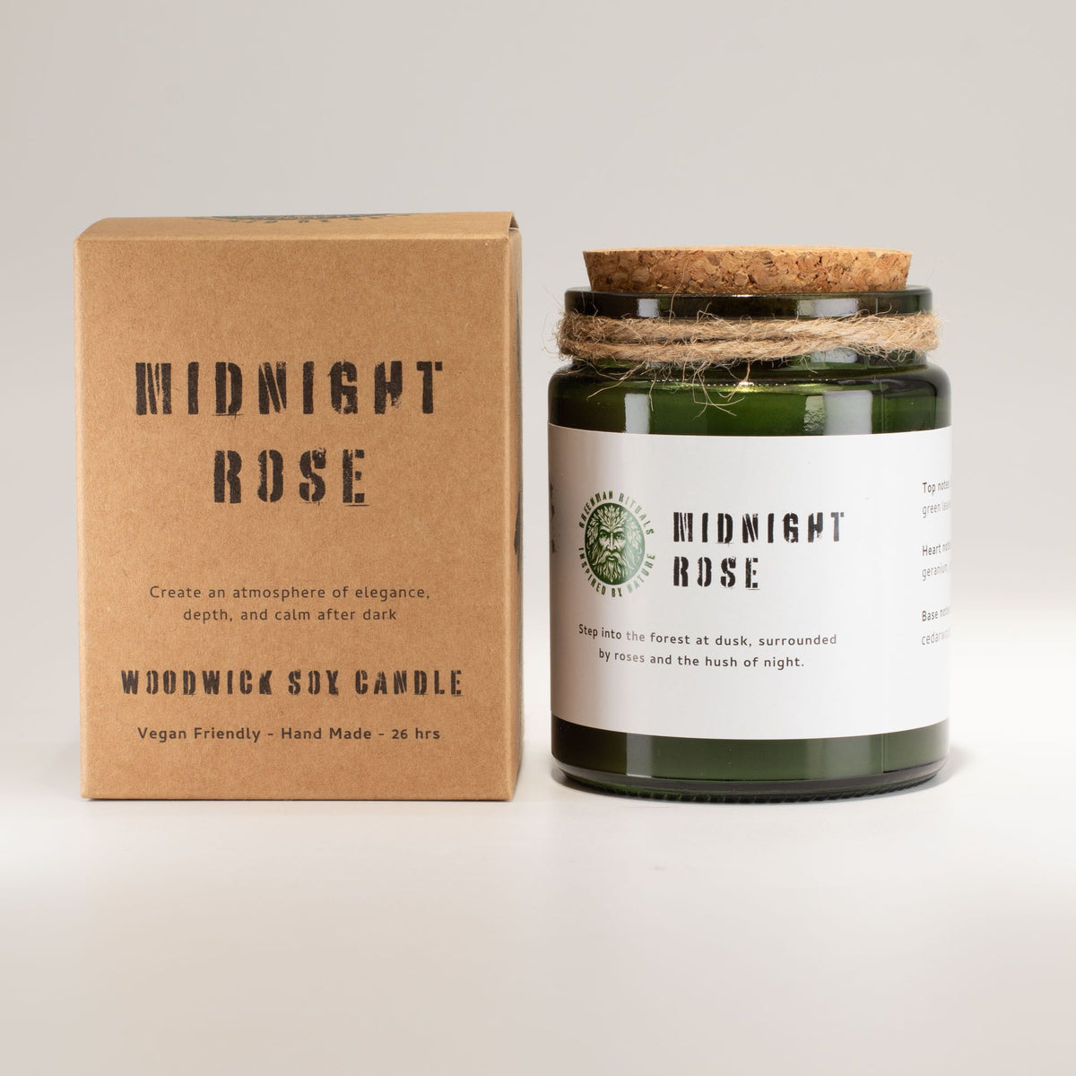 Greenman Woodwick Soy Candle - Midnight Rose – view 2