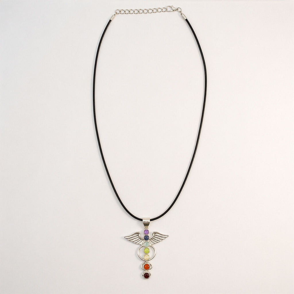 Angel Chakra Pendant Necklace on Silver Plated Cord 45cm