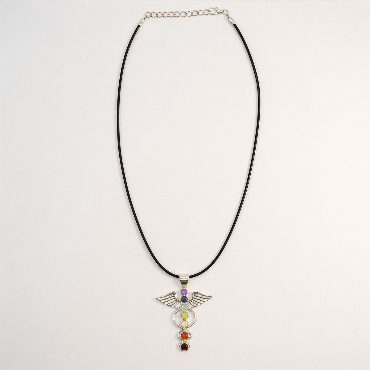 Angel Chakra Pendant Necklace on Silver Plated Cord 45cm