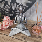 Yoga Lady Figure, Silver and White, 24 cm