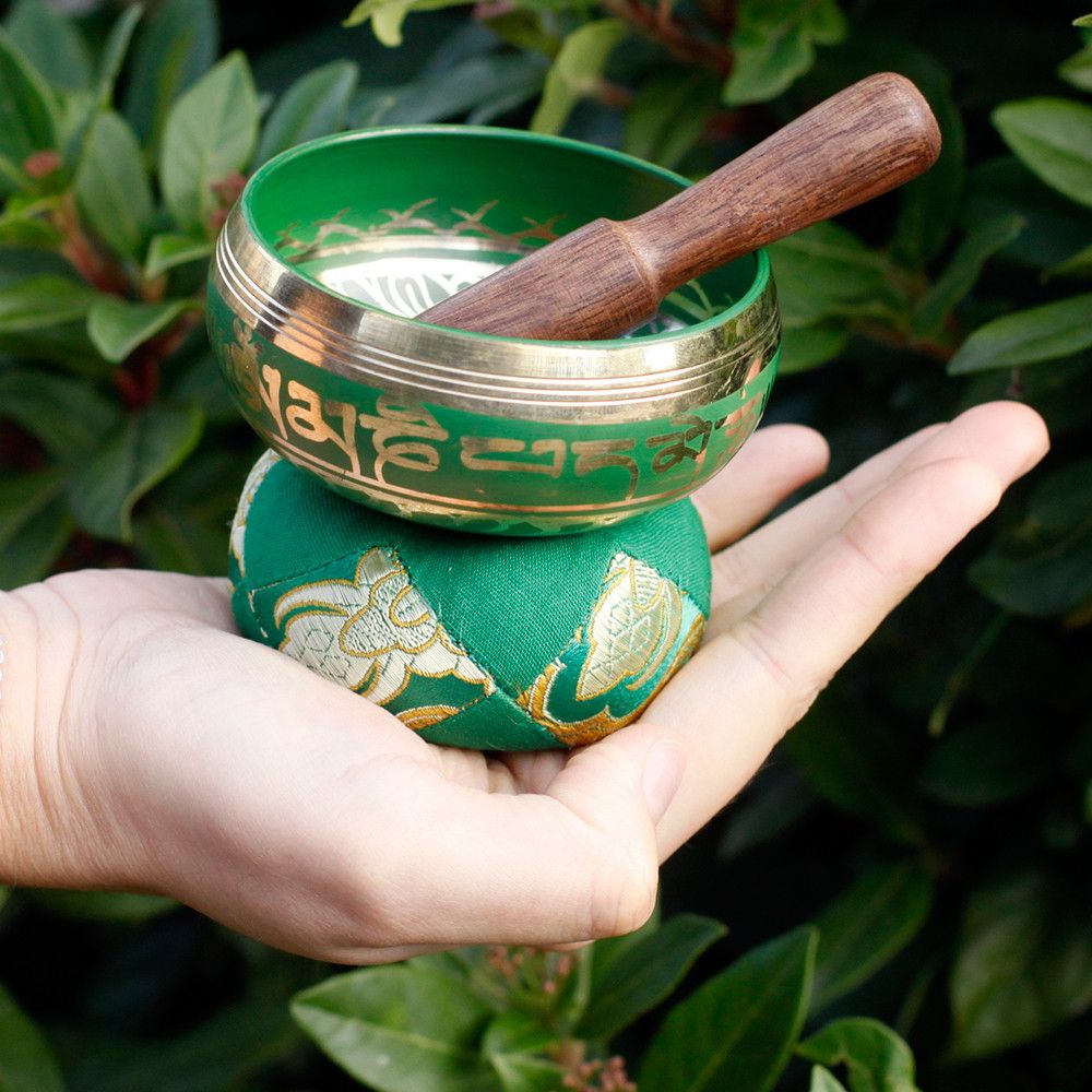 Mini Singing Bowl Gift Set - Green Pouch – view 6