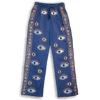 Nomad Sari Hand-Painted Lounge Pants - Rich Blue Evil Eye Design – view 4