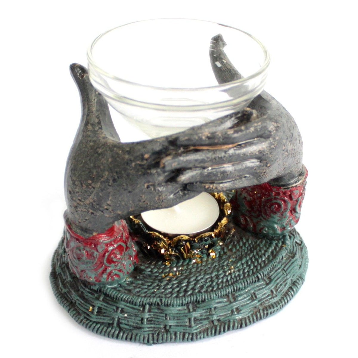 Antique Buddha Offering Hands Oil Burner – view 4