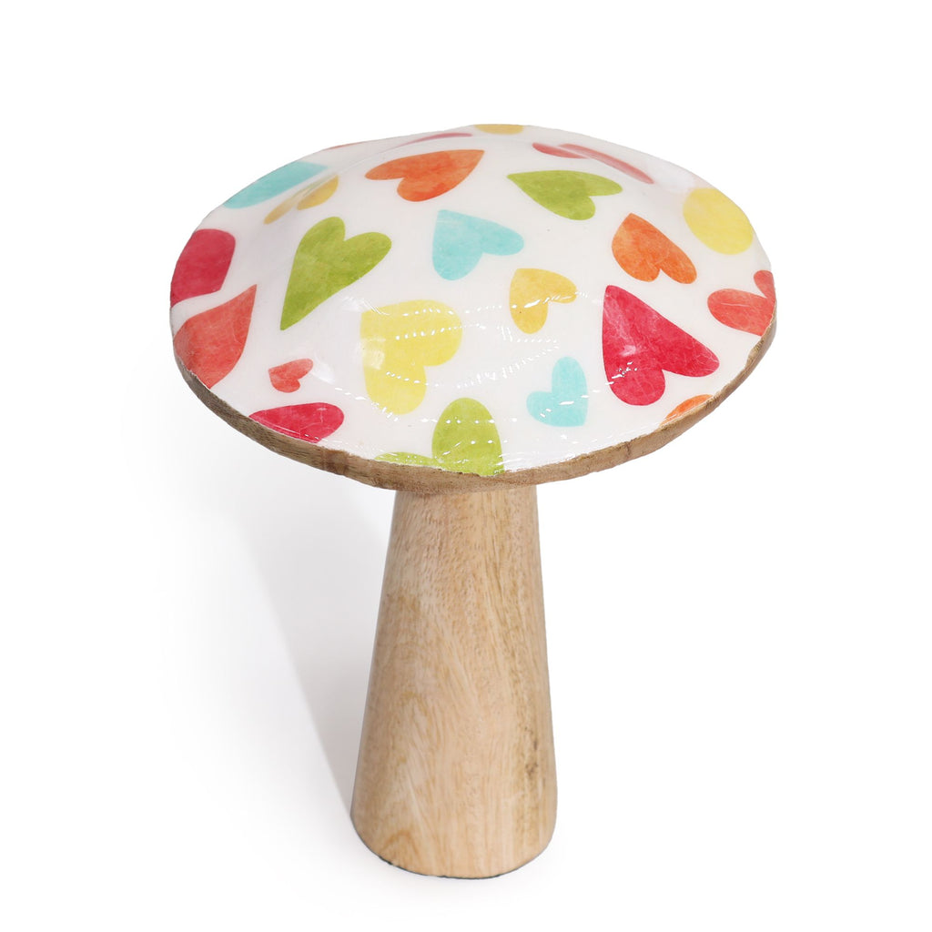 Pastel Hearts Enamelled Mushroom Ornament - Medium 15cm – view 4