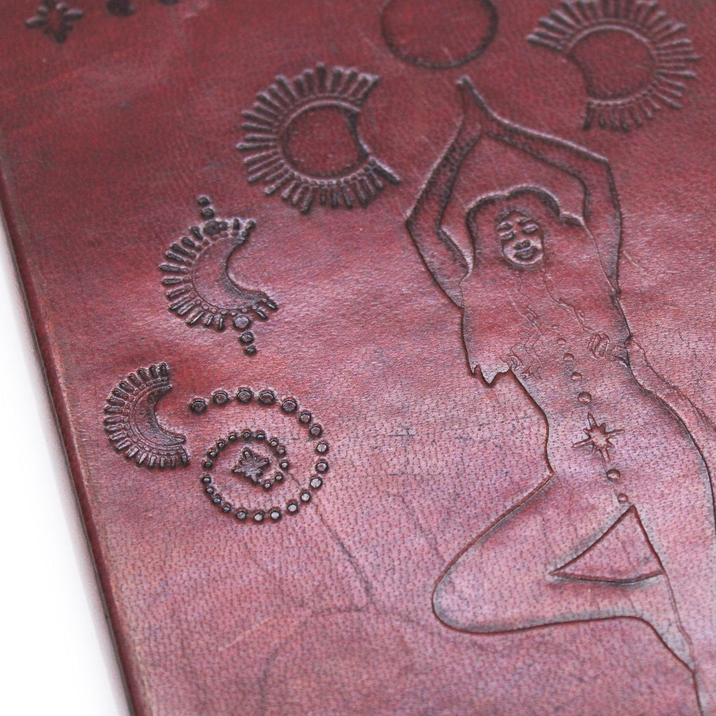 Medium Vegetable Tanned Leather Notebook with Strap – Cosmic Goddess