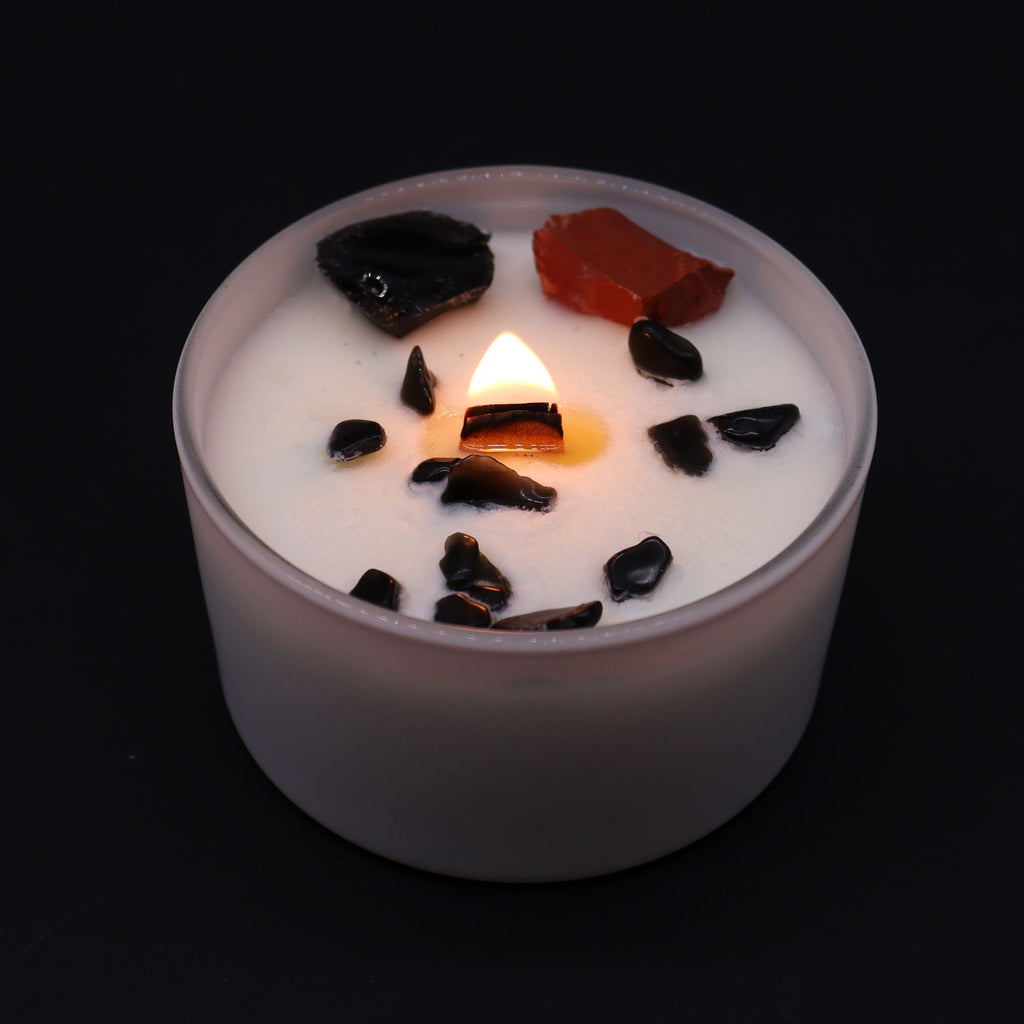Root Chakra Crystal Candle - Black Oud with Red Jasper – view 2