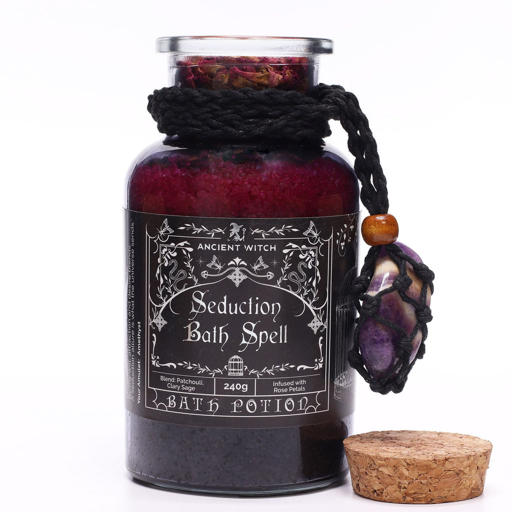 Ancient Witch Bath Spell Potion & Amethyst Crystal Amulet - Seduction – view 11