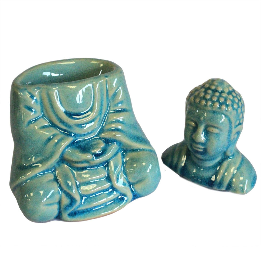 Sitting Buddha Ceramic Oil Burner - Blue – view 3