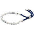 White Howlite Gemstone Bead Bracelet on Navy Cord