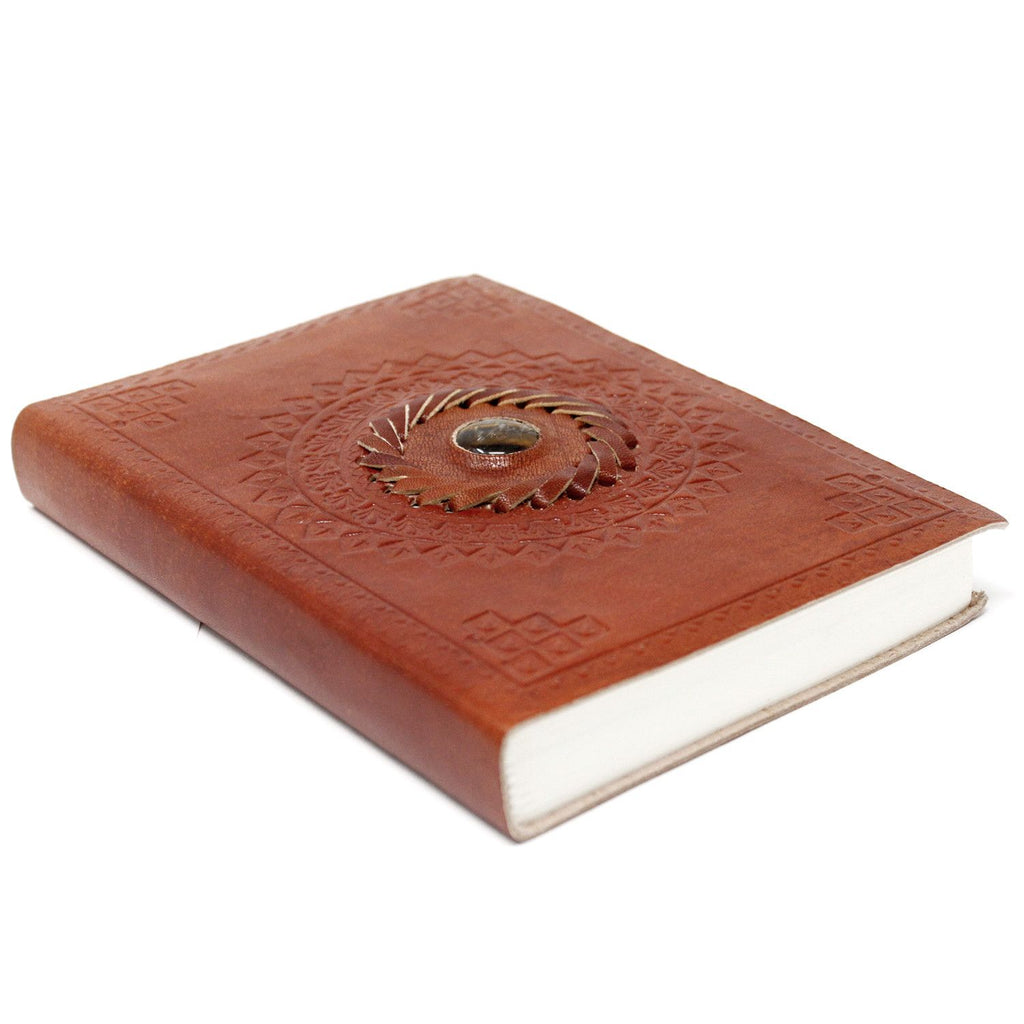 Leather Tigereye Notebook, 200 Pages – 17.5x12.5 cm