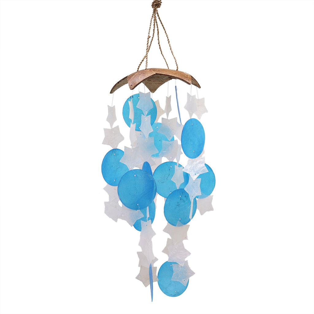 Coconut & Capiz Shell Wind Chime, Star, 30cm
