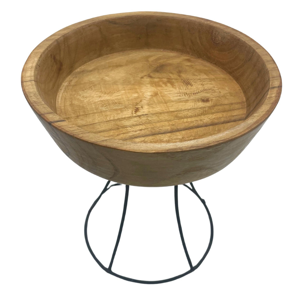 Elevated Teak Bowl on Metal Stand - Medium Tray 20cm – view 3