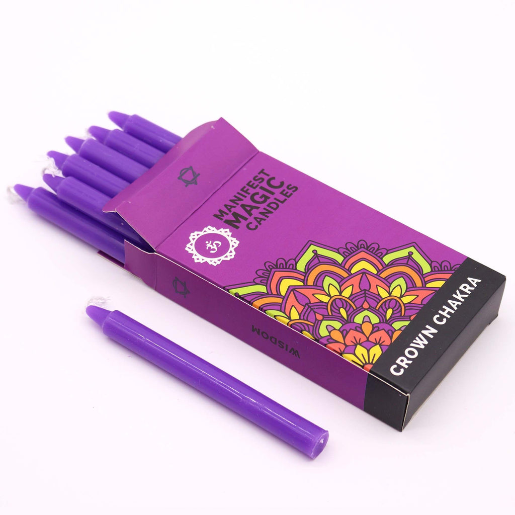 Manifest Magic Candles Pack of 12 - Purple Crown Chakra