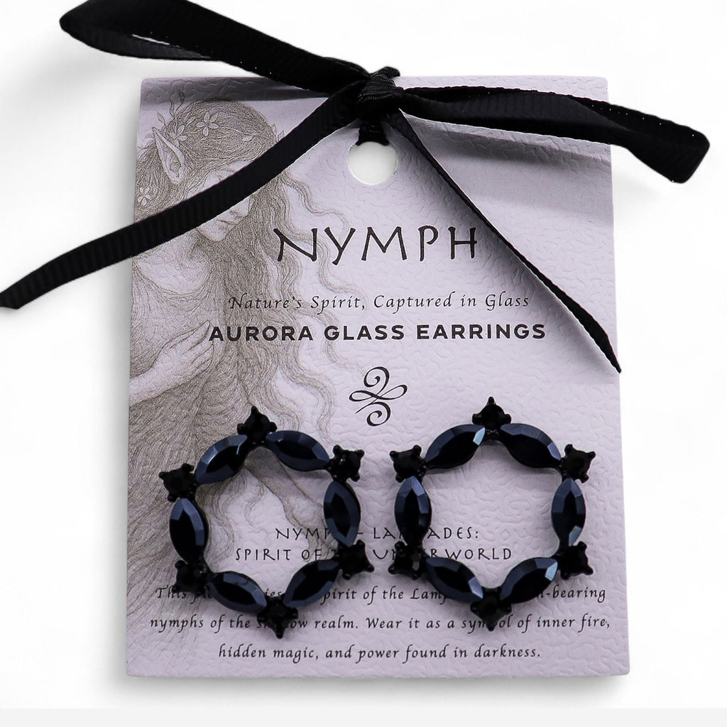 Nymph Jet Black Loop Glass Earrings – view 4