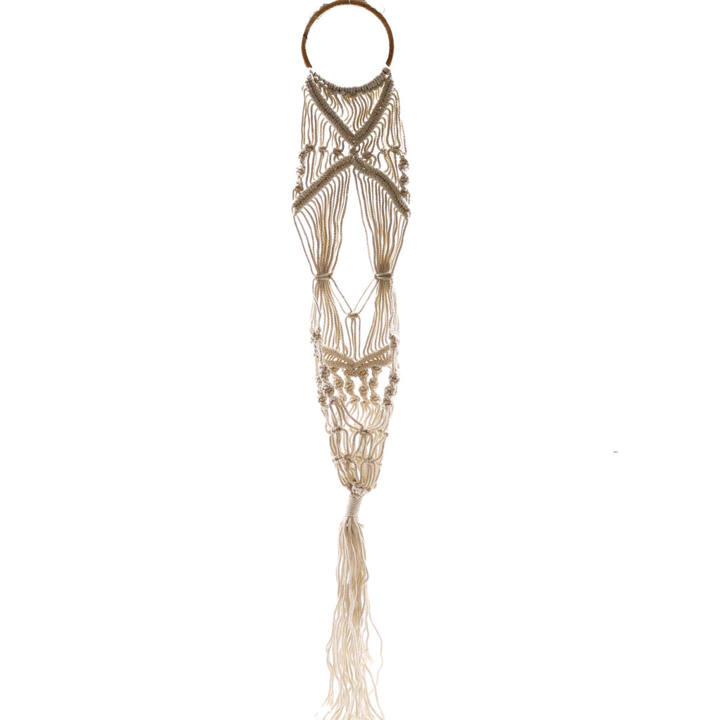 Macrame Plant Hanger with Rattan Hoop, 100cm