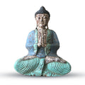 Vintage Hand Carved Buddha Statue, 40 cm, Blue Mint Welcome