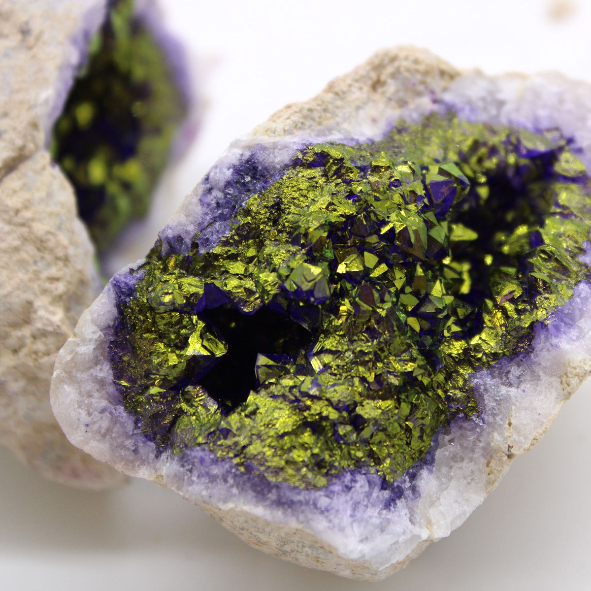 Purple and Gold Coloured Calcite Geode