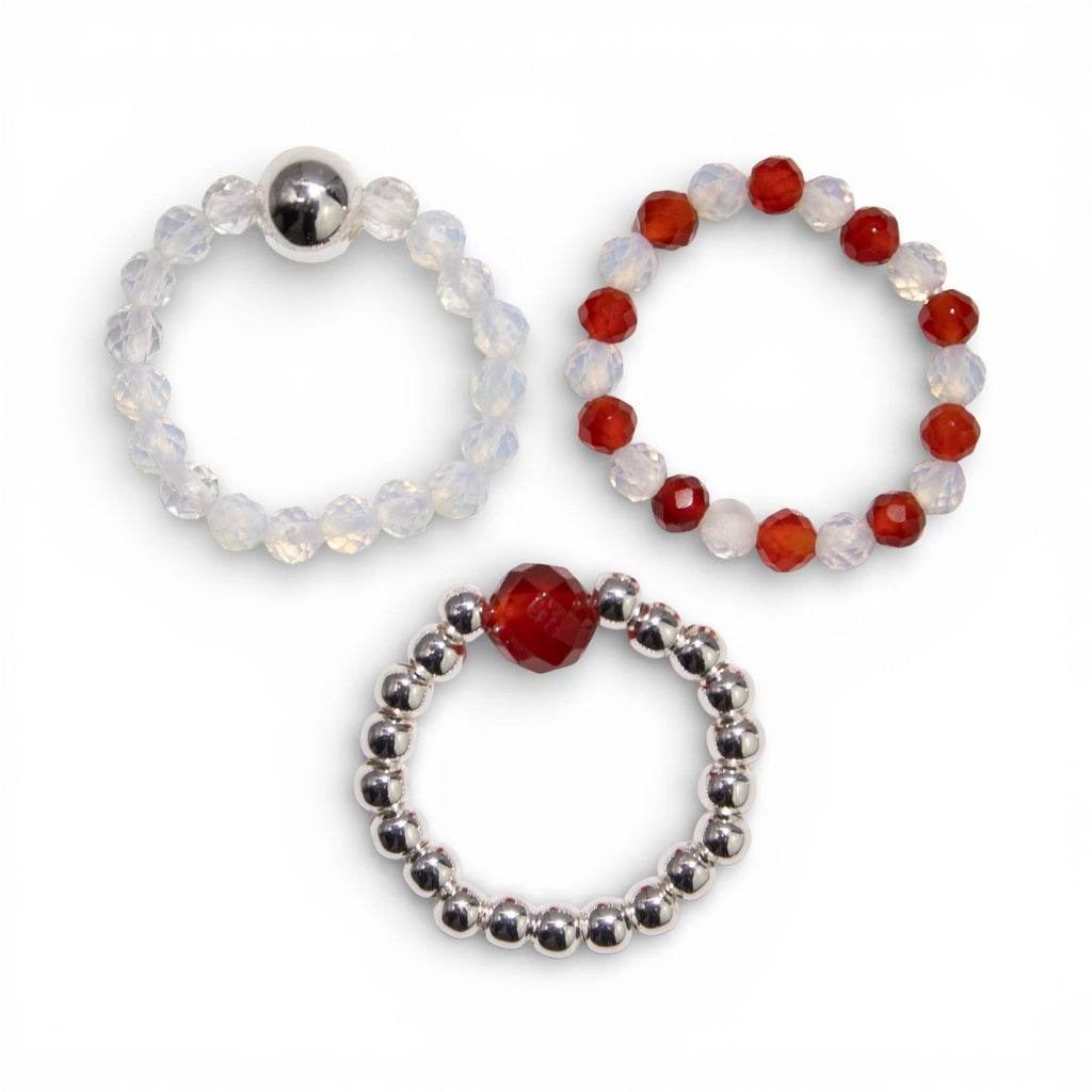 Nymph Gemstone Ring Set - Blood Moon Moonstone & Ruby – view 9