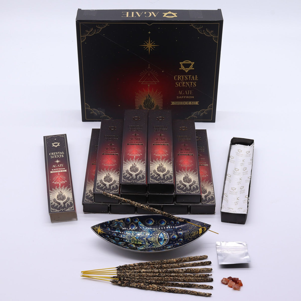 Red Agate Crystal Scents Smudge Incense Sticks - Saffron – view 4