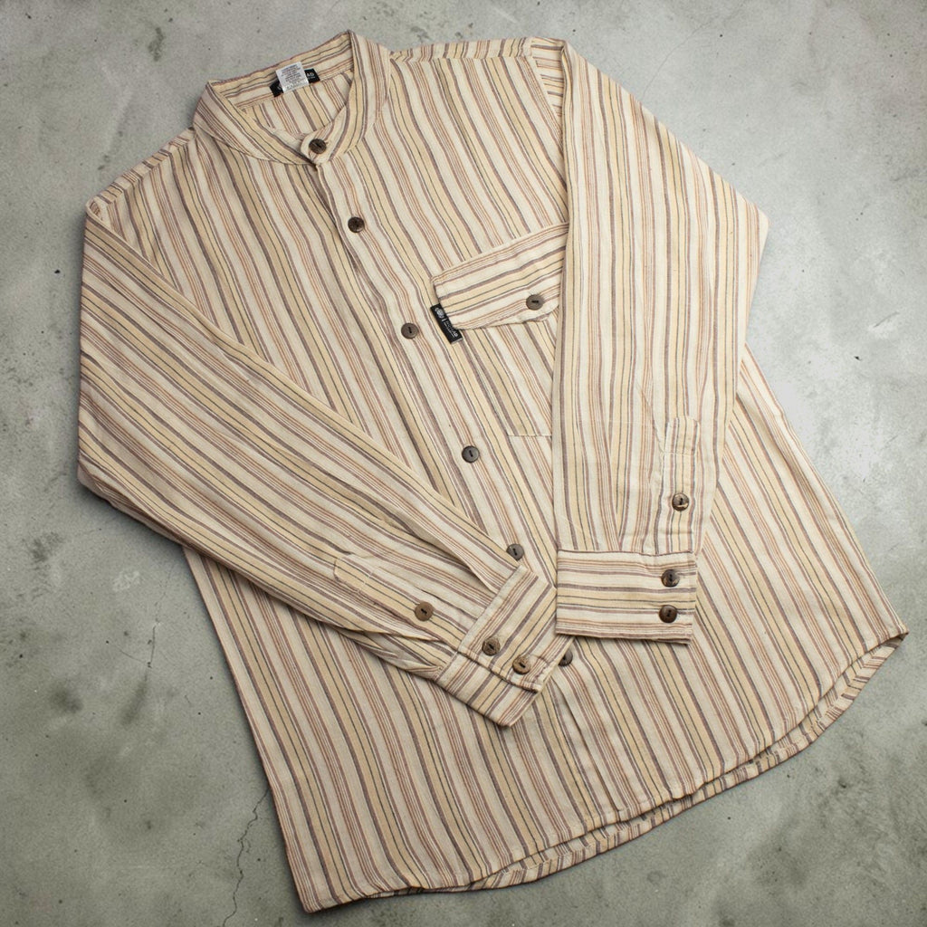 Nomad Sari Grandad Shirt - Brown Beige - Large – view 8