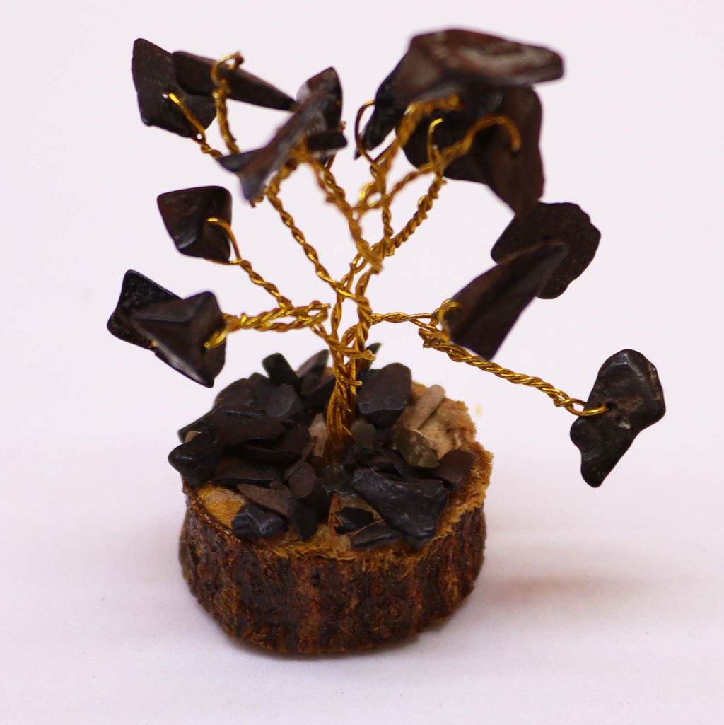 Black Agate Mini Gemstone Tree on Wood Base, 15 Stones – view 3