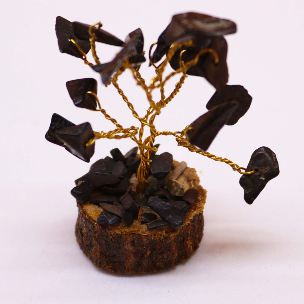 Black Agate Mini Gemstone Tree on Wood Base, 15 Stones – view 3