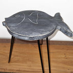 Albasia Wood Fish Stand - Greywash – view 3