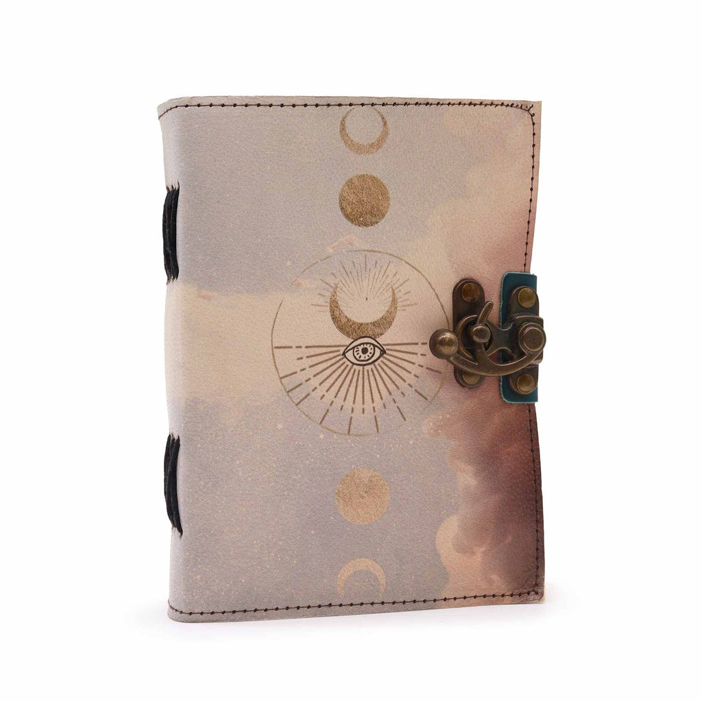 Leather Moon Phases Deckle-Edge Notebook – 13x18 cm – view 2
